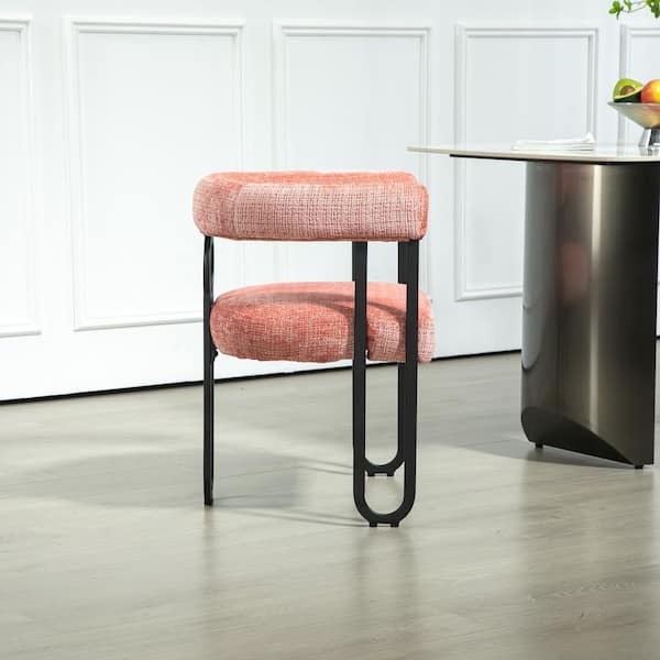 24 in. Modern Chenille 1-Seater Set of 2 Metal Frame Upholstered Accent/Dining Chair in Pink