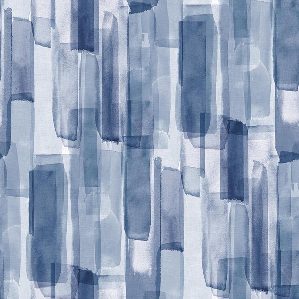 Watercolor Glass Dark Blue Peel and Stick Wallpaper