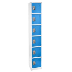 629-Series 72 in. H 6-Tier Steel Key Lock Storage Locker Free Standing Cabinets for Home, School, Gym in Blue (4-Pack)