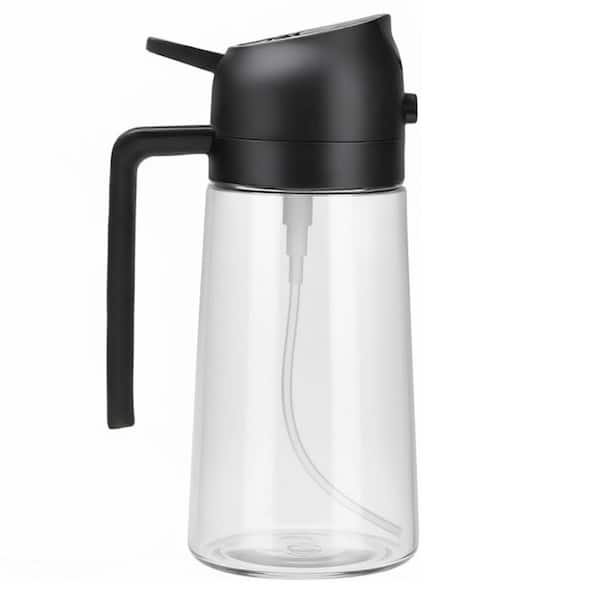 16 oz. Glass Black Olive Oil Sprayer Dispenser Bottle for Cooking, Dual-Function Spray and Pour, 1 Bottle