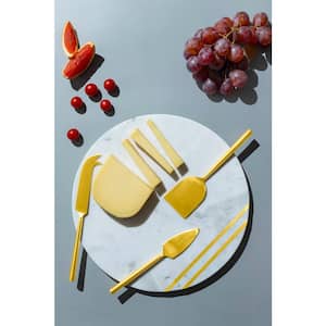 12 in. Bavaria White with Gold Knives Marble Cheese Board