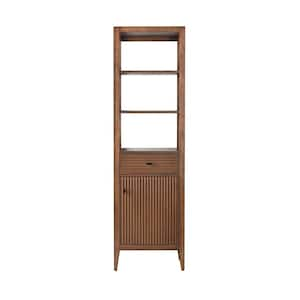 21 in. W x 17 in. D x 72 in. H Brown Freestanding Linen Cabinet with Soft Close Door in Linear Walnut