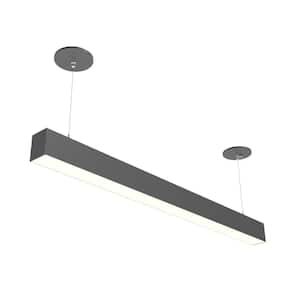 4 ft. 64-Watt Equivalent Integrated LED Black Strip Light Fixture Architectural Linear w/Suspension Mount Kit 4600lms