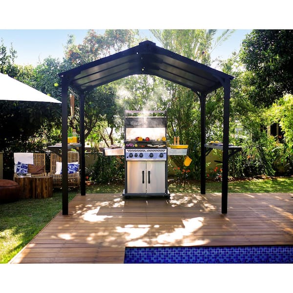 Austin 6 ft. x 8 ft. Black/Gray Opaque BBQ Garden Gazebo