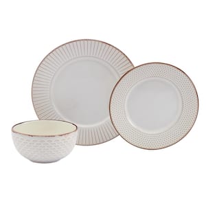 12-Piece Monroe Ivory Stoneware Dinnerware Set (Service for 4)