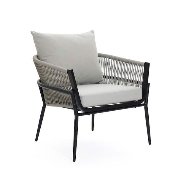 Outdoor Aluminum with PE Rope Lounge Chair with White Cushions