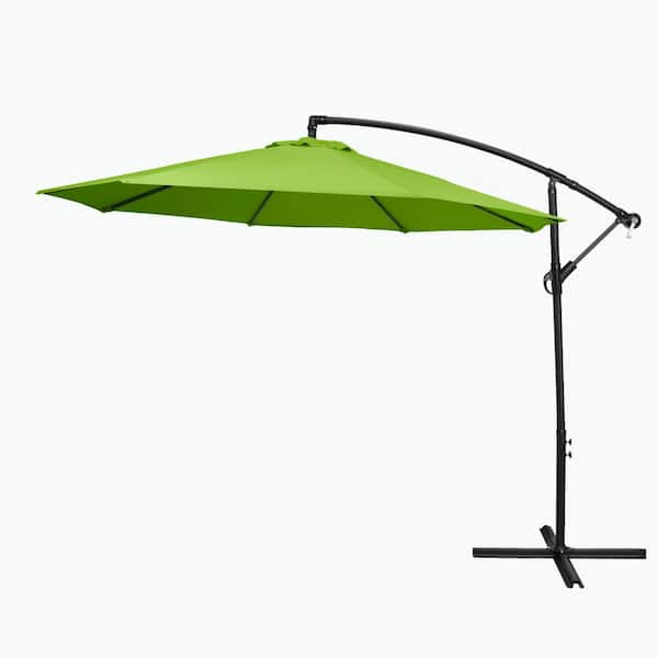 Astella 10 ft. x 8 ft. Aluminum Cantilever Patio Umbrella with Crank Open and Custom Tilt in Lime Green Polyester
