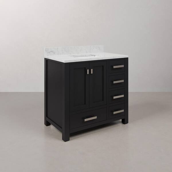 Madison 36 in. W x 21.5 in. D x 34 in. H Single Sink Bath Vanity in Espresso with Carrara White Marble Top