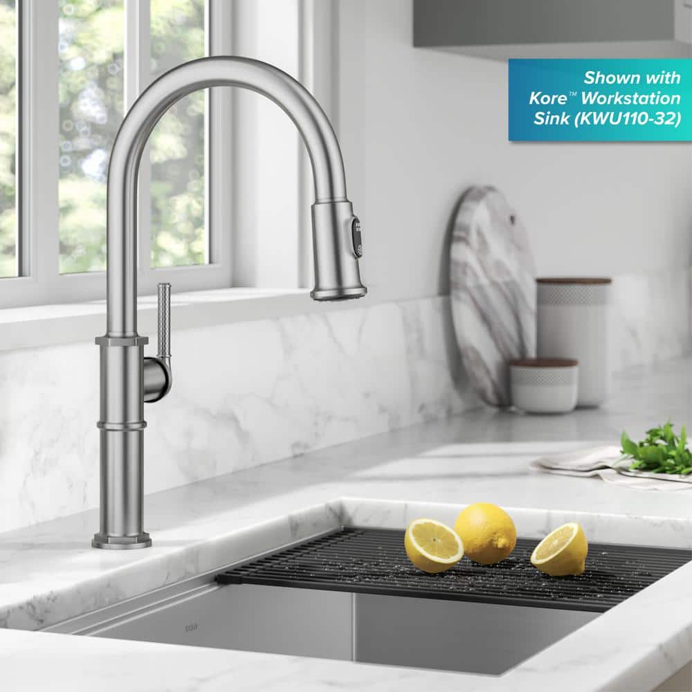 Spot-Free Stainless Steel Pull-Down Single Handle Kitchen Faucet