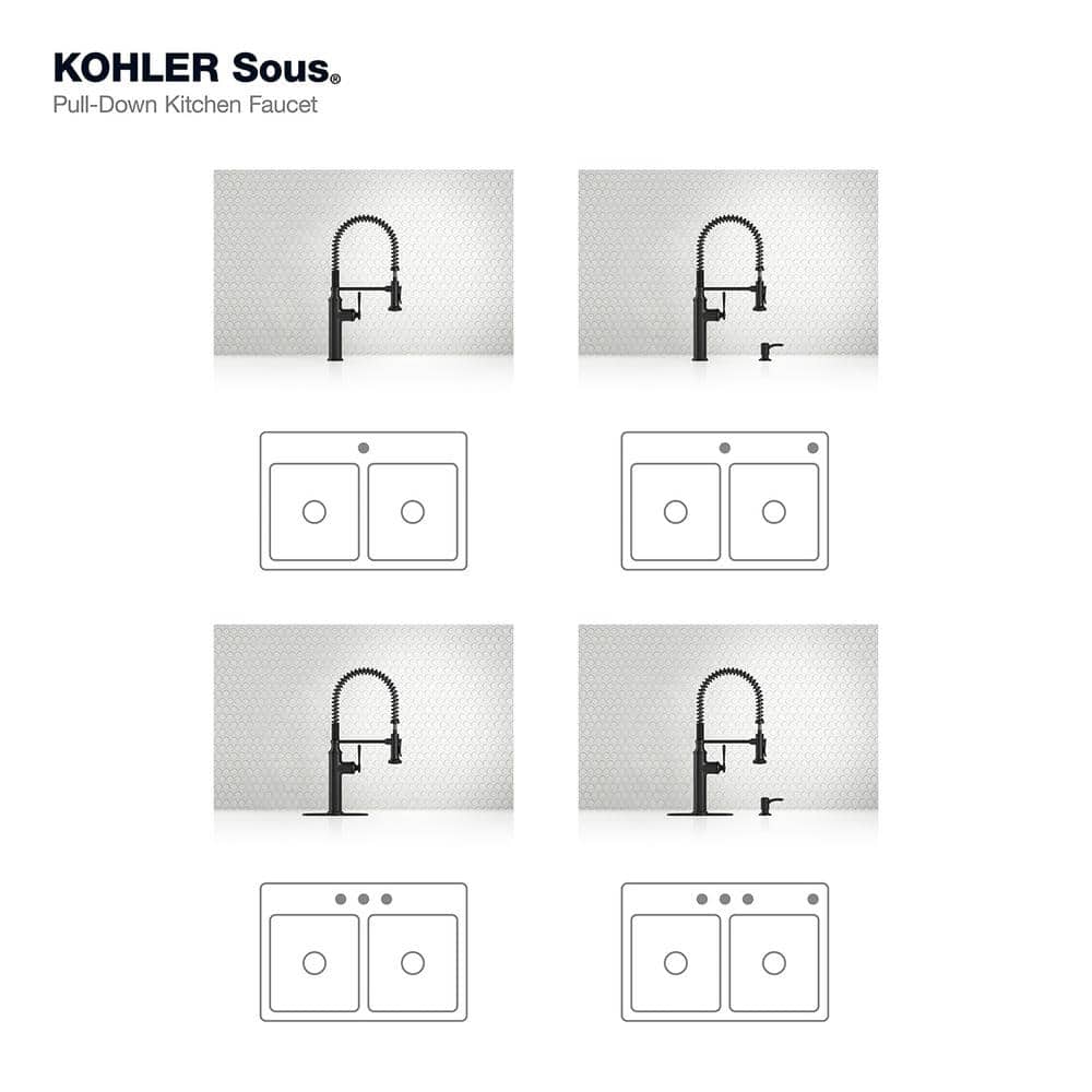 Matte Black Industrial Pull Down Kitchen Faucet with Soap Dispenser