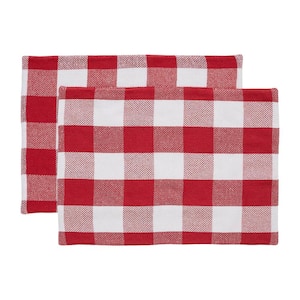 Annie 13 in. x 19 in. Red and White Check Cotton Blend Placemat (Set of 2)