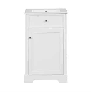 20 in. Bathroom Vanity with Sink, Bathroom Cabinet with Soft Closing Door, Storage Rack and Adjustable Shelve, White