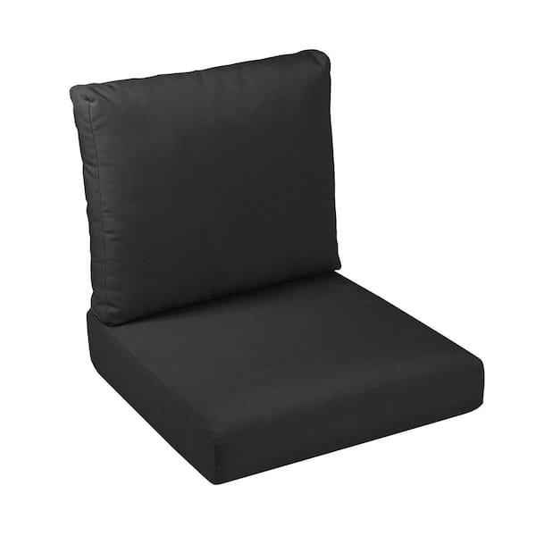 SORRA HOME 27 in. x 29 in. x 5 in. 2-Piece Deep Seating Outdoor Dining Chair Cushion in Sunbrella Canvas Black