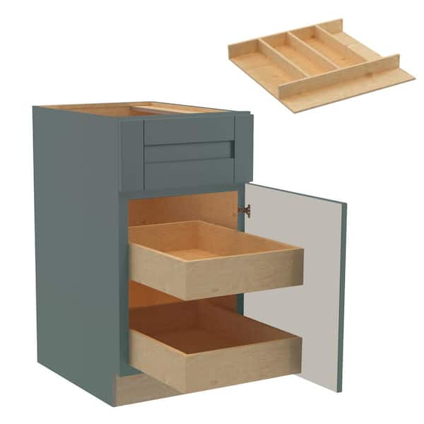 Home Decorators Collection - Washington 18 in. W x 24 in. D x 34.5 in. H Assembled Plywood Base Kitchen Cabinet in Verdant Green with 2ROT Utility RH