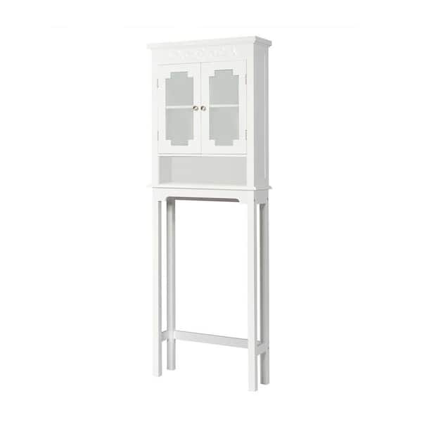 24 in. W x 8 in. D x 67 in. H White Bathroom Storage Wall Over-the-Toilet Cabinet with Adjustable Shelf