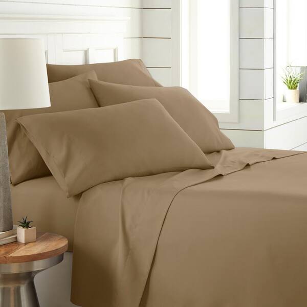 Southshore Fine Linens Vilano Series 21 in. Extra-Deep Pocket 6-Piece Taupe Microfiber Queen Sheet Set