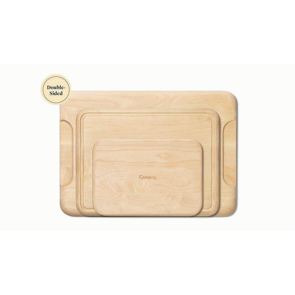 Birch Wood 4-Piece Cutting Board Set with Storage Rack