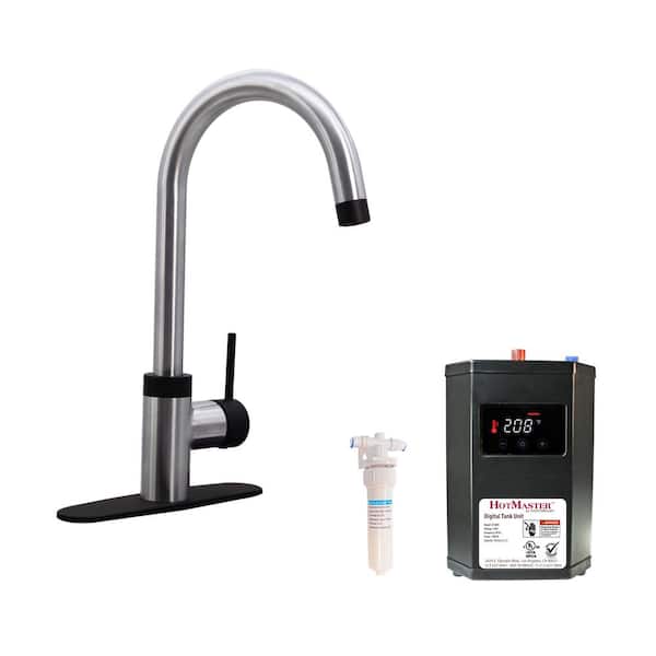 Insinkerator HOT250 Instant Hot Water Dispenser, Single-Handle Matte Black 8.21 in. Faucet with 2/3-gallon Tank, H250MBLK-SS