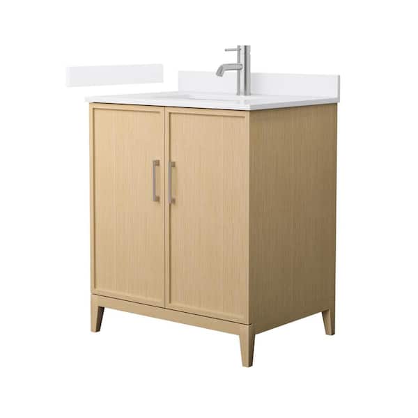 Wyndham Collection Elan 30 in. W x 22 in. D x 35 in. H Single Bath Vanity in White Oak with White Quartz Top