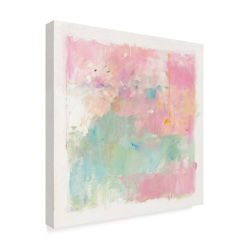 18x18 Pink and Green Abstract Canvas Art