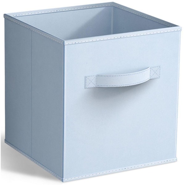 Foldable Storage Cubes w/ Handles Blue 10.5 in x 11 in Fabric Decorative Basket (Set of 1) Clothes and Closet Organizer