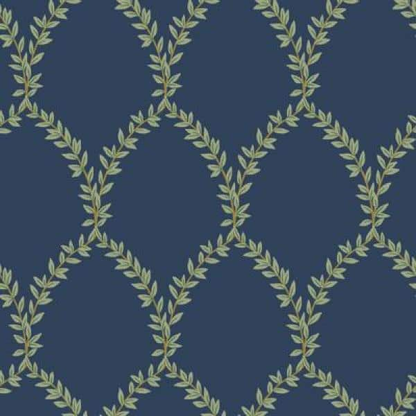 Blue Bold Art Deco Fan Wallpaper R8373, Size: Double Roll