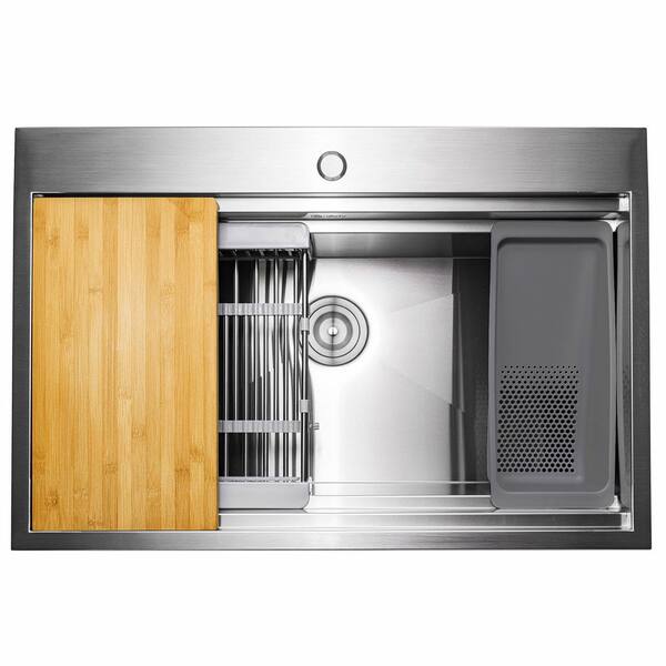 AKDY Handmade All-in-One Drop-in Stainless Steel 30 in. x 22