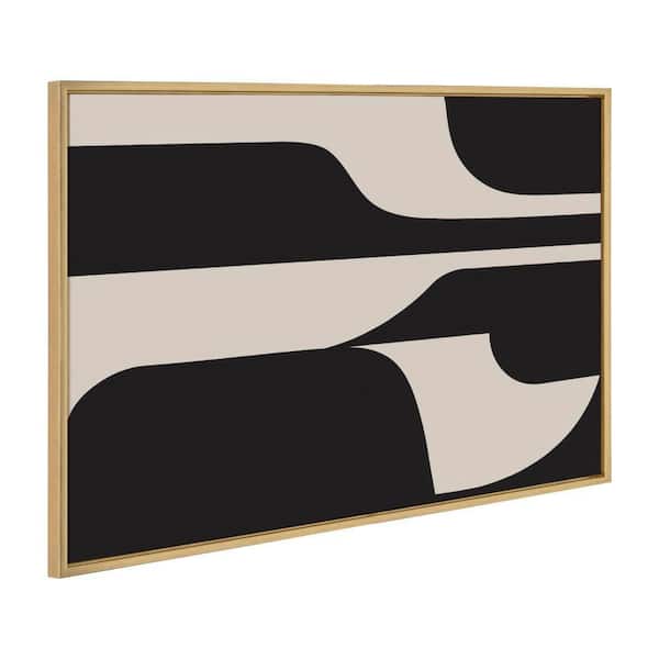 Kate and Laurel Sylvie Eye Catching Sleek Abstract 6 Black and Beige by the Creative Bunch Studio Framed Art Print 23 in. x 33 in.