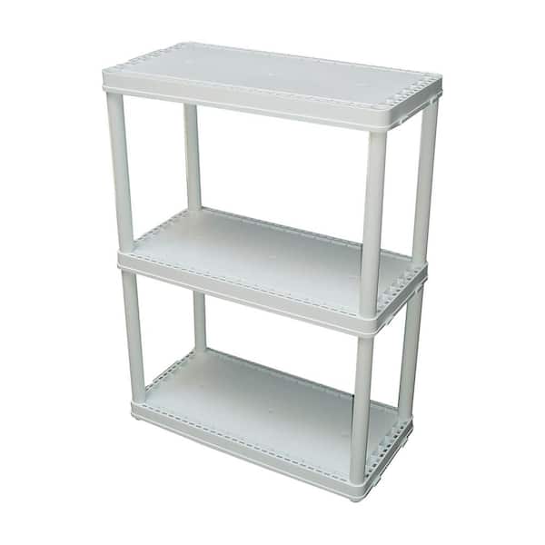 GRACIOUS LIVING 12 in. x 33 in. x 24 in. 3-tier 3 Shelves Resin Freestanding Garage Storage Shelving Unit, White