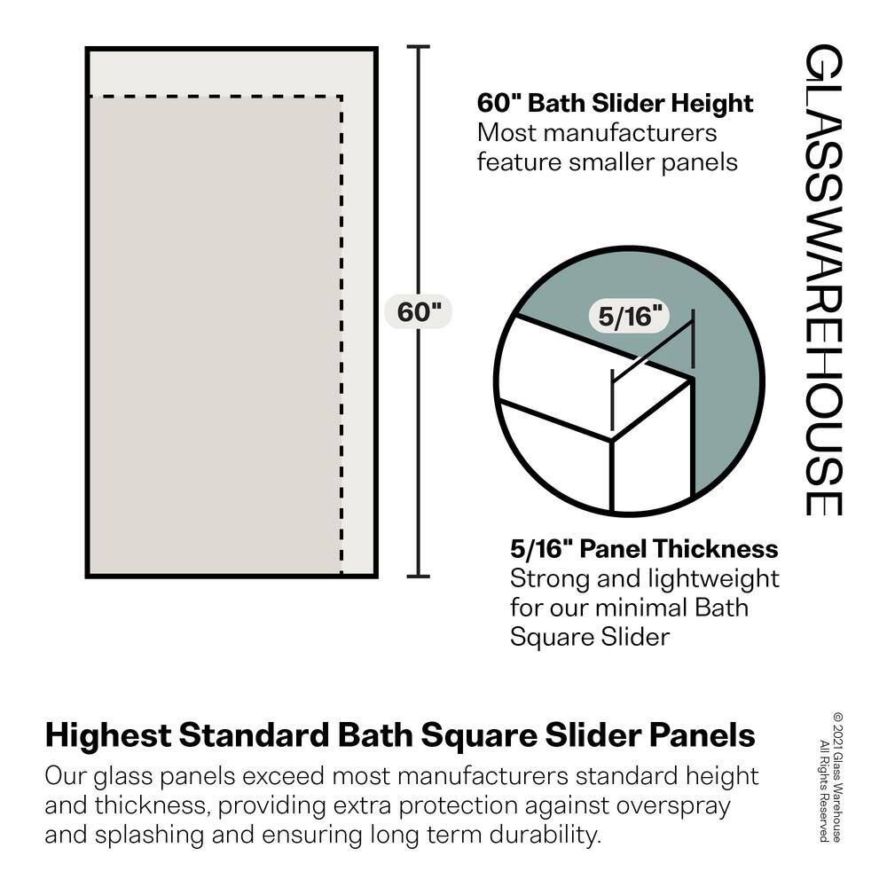 Astro 60" Frameless Sliding Bathtub Door with Brushed Nickel Finish