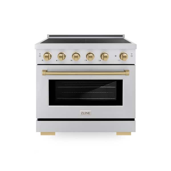 Autograph 36 in. 5.2 cu. ft. Paramount Induction Range with 5 Element Cooktop in Stainless with Champagne Bronze Accents