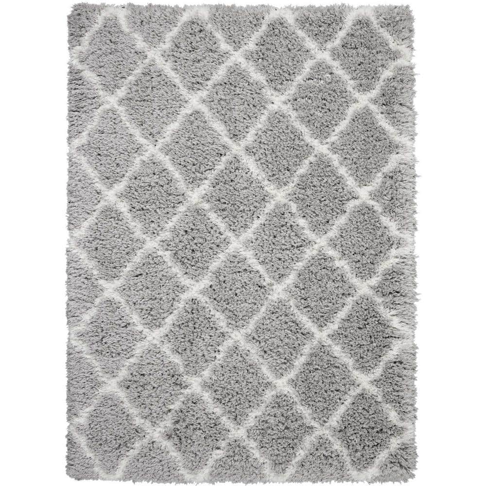 Ultra Plush Grey and Ivory Sheepskin Shag Area Rug, 8' x 10'