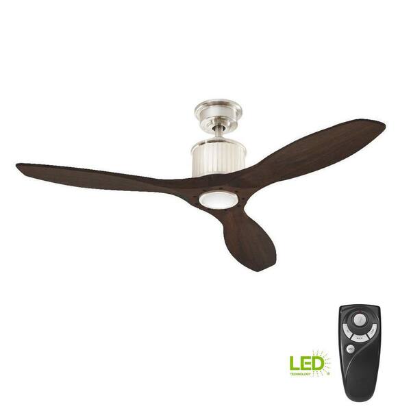 Home Decorators Collection Reagan II 52 in. LED Indoor Brushed Nickel Ceiling Fan with Light Kit and Remote Control