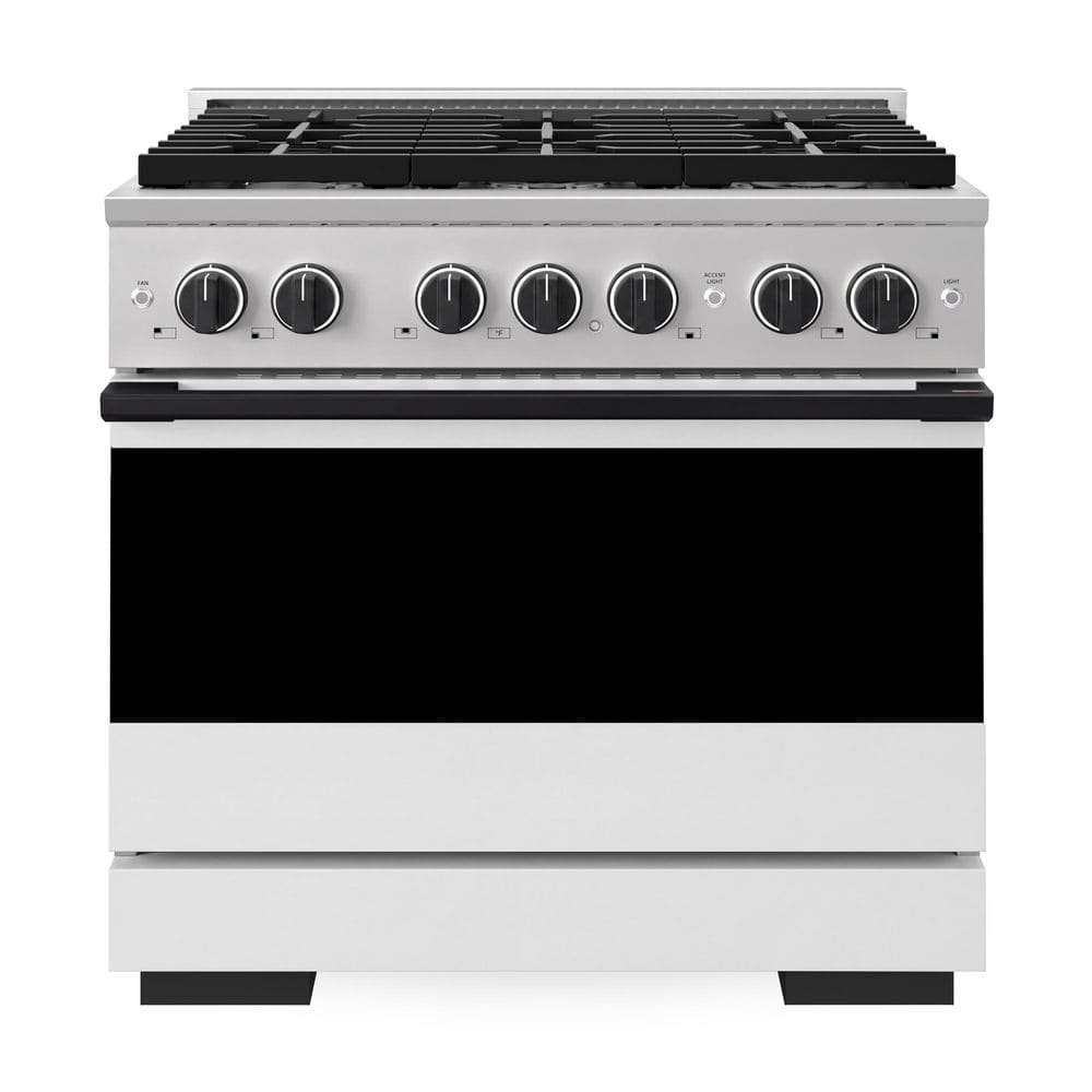 Autograph 36 in. 5.2 cu. ft. Marino Dual Fuel Freestanding Range with 6 Gas Burner Cooktop with White and Black Accents price history on PriceWatchPro