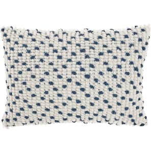 Navy Abstract 20 in. x 14 in. Indoor/Outdoor Rectangle Throw Pillow