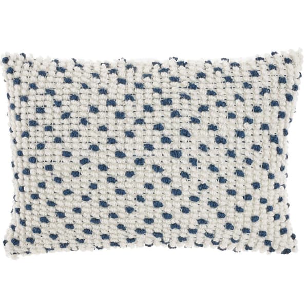 Mina Victory Navy Abstract 20 in. x 14 in. Indoor/Outdoor Rectangle Throw Pillow