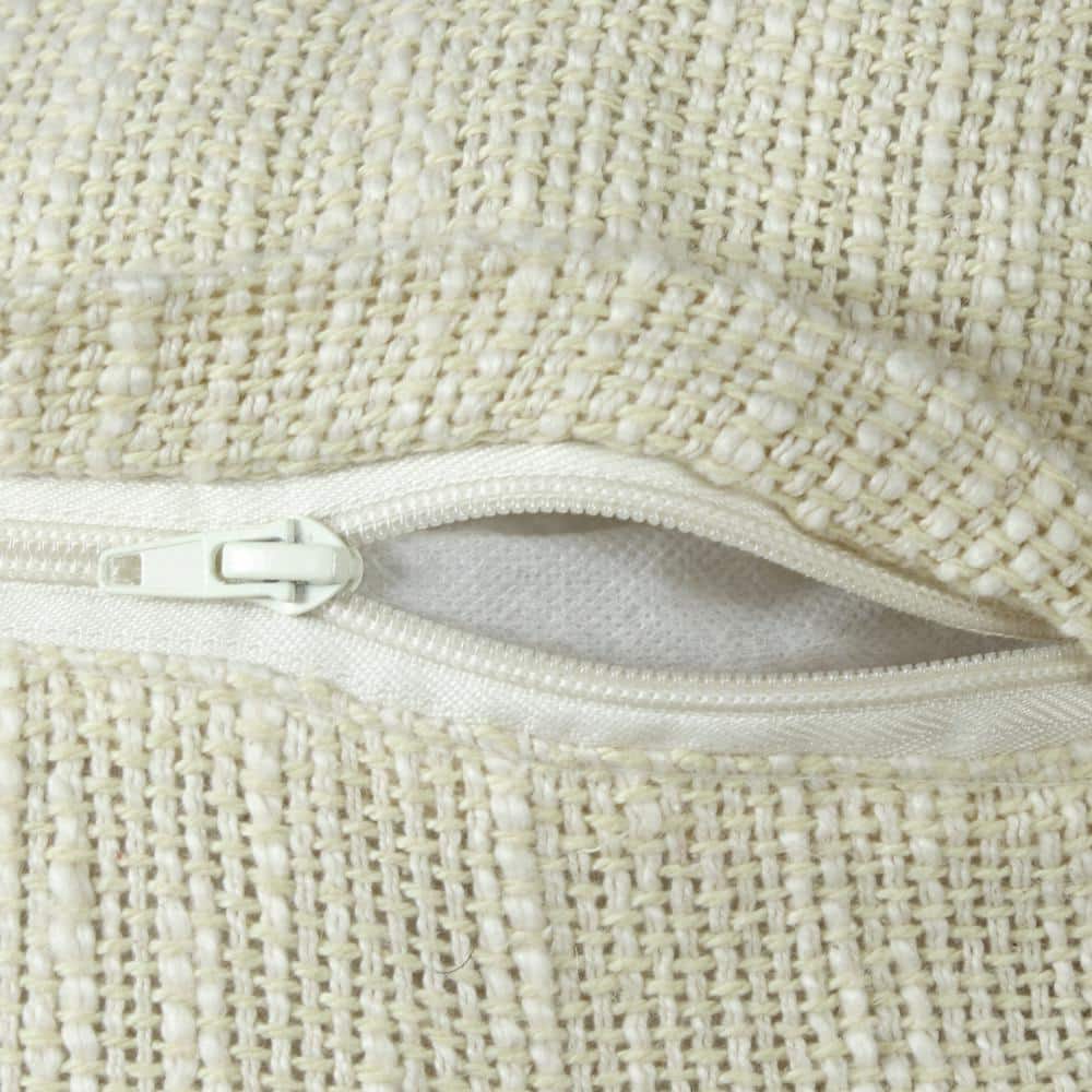 Yellow and White Cotton Rectangular Lumbar Throw Pillow with Fringe