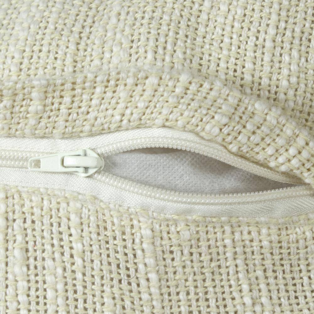 Yellow and White Cotton Rectangular Lumbar Throw Pillow with Fringe