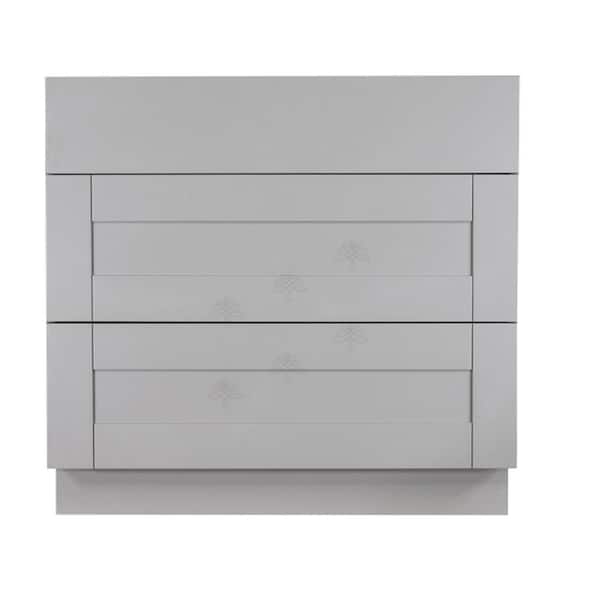 LIFEART CABINETRY Anchester Assembled 33x34.5x24 in. Base Cabinet with 3 Drawers in Light Gray
