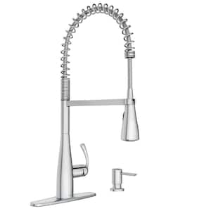 Essie Single-Handle Pre-Rinse Spring Pulldown Sprayer Kitchen Faucet with Power Clean in Chrome