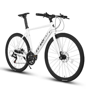 27 in. Light Weight White Aluminum Frame 14-Speed City Commuting Road Bicycle
