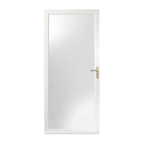 32 in. x 80 in. 3000 Series White Right-Hand Fullview Easy Install Aluminum Storm Door with Brass Hardware