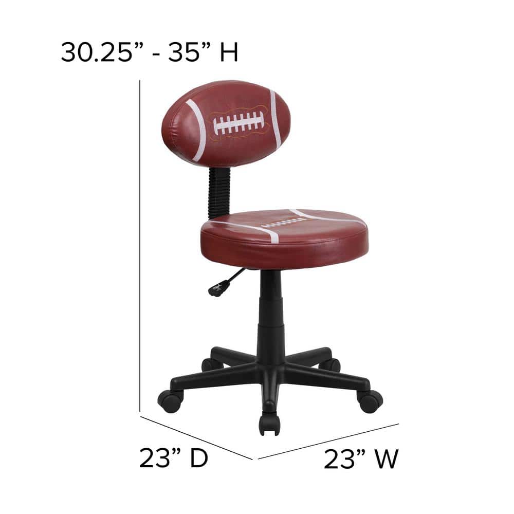 Gridiron Glory Brown Vinyl Swivel Task Chair with Metal Base