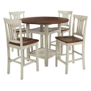 Berkley 5-Piece Set Counter Height Table Chairs in Antique White