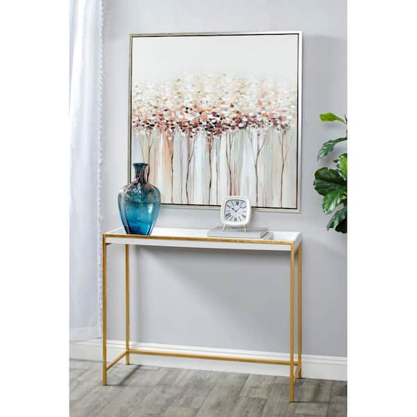 Litton Lane 1- Panel Tree Framed Wall Art with Silver Frame 40 in. x 40 in.