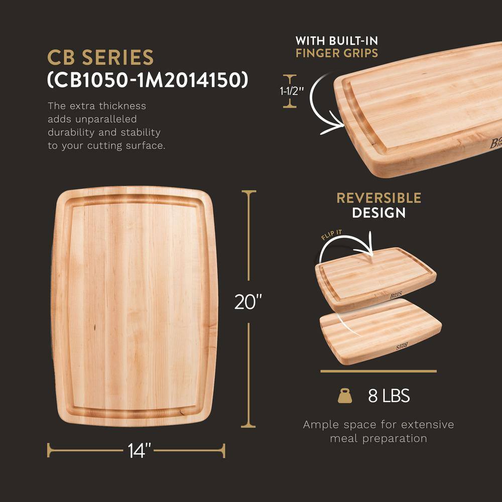 John Boos Reversible Maple Wood Cutting Board with Juice Groove