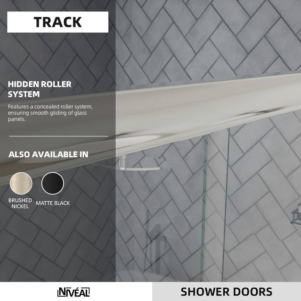 60'' Chrome Semi Frameless Sliding Tub Door with Clear Glass