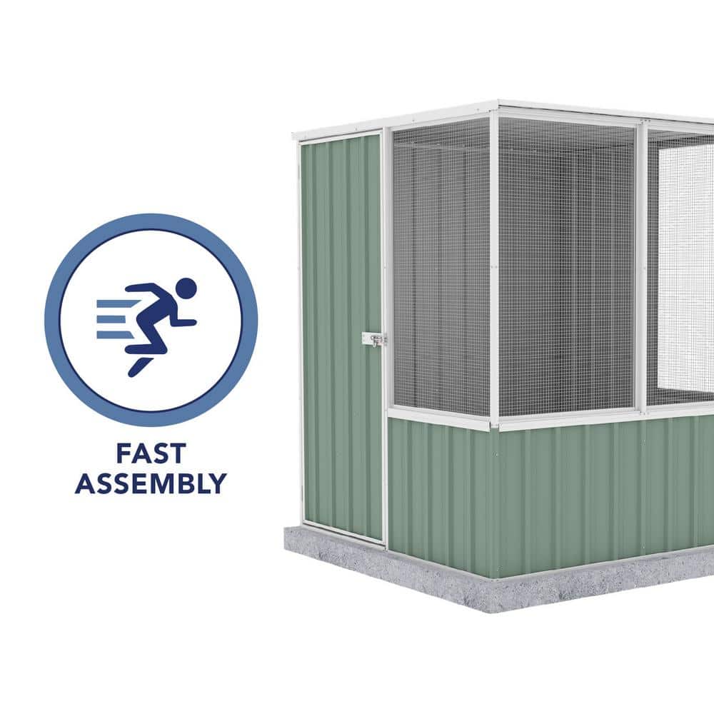 Pale Eucalypt Galvanized Steel 5'x5' Chicken Coop with Mesh Panels