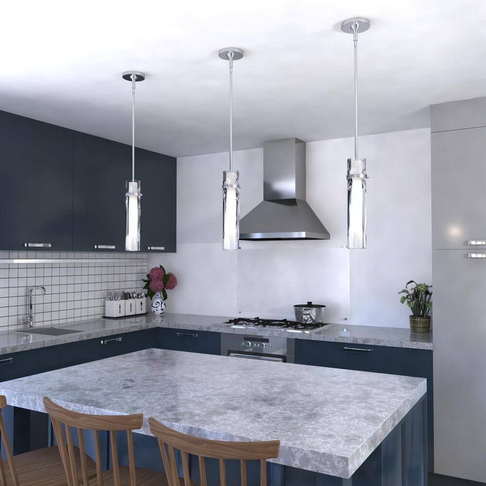 Satin Nickel Mini Pendant with Frosted Glass Shade