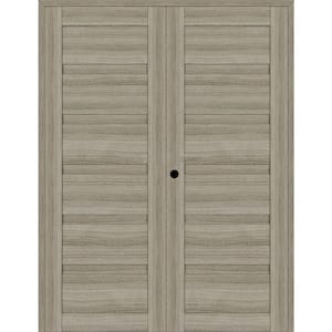 Louver 60 in. x 83.25 in. Right Active Shambor Wood Composite Double Prehung Interior Door